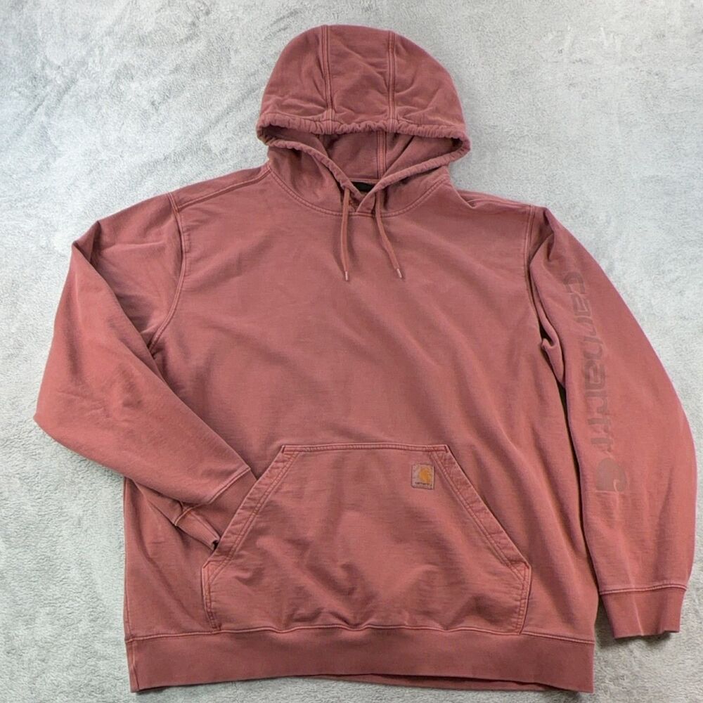 Carhartt Hoodie 106253 Men's XL Dusty Rose Pullover Logo Knit Sweatshirt